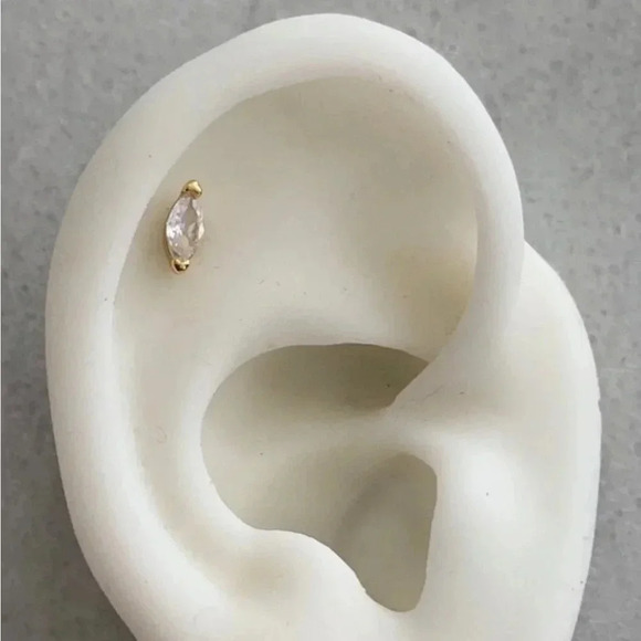 Modest Lu Jewelry - 18K Gold Crystal Tear Drop Cartilage Earring Brand New